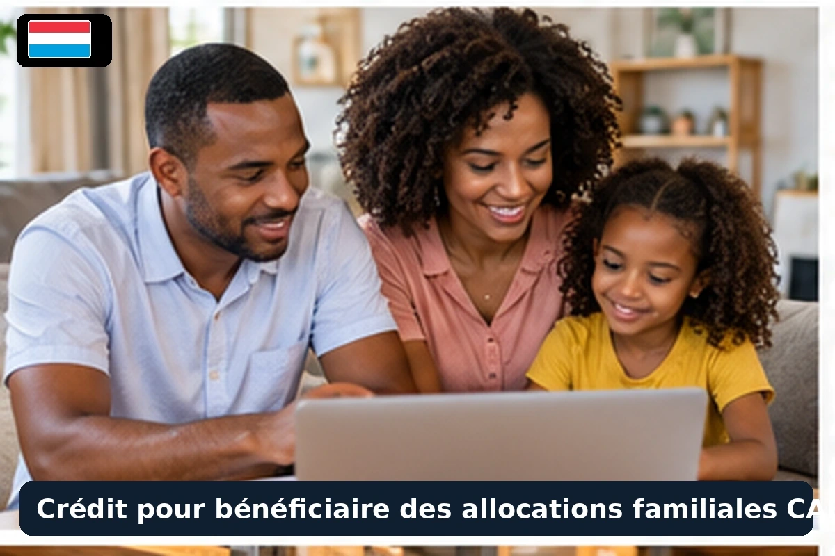 Parents et deux enfants à une table de salon calculant le budget familial avec un ordinateur portable