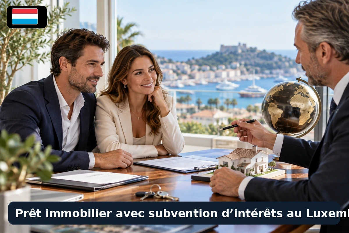 Famille consultant un tableau d’amortissement et des documents de prêt à la table d’une cuisine